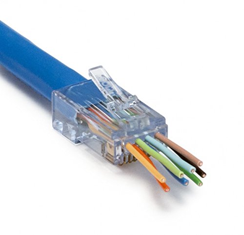 Close-up of a blue cable revealing multiple colorful wires inside.