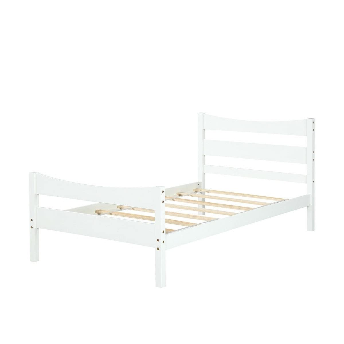 Fast Furnishings Twin White Pine Wood Farmhouse Bed