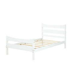 Fast Furnishings Twin White Pine Wood Farmhouse Bed