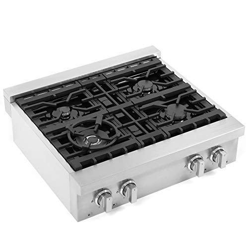 COS-GRT304 Pro-Style Slide-In Counter Gas Cooktop with 4 Sealed Burners, Heavy Duty Metal Knobs, 30 inch, Stainless Steel