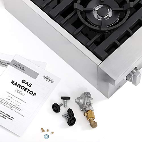 COS-GRT304 Pro-Style Slide-In Counter Gas Cooktop with 4 Sealed Burners, Heavy Duty Metal Knobs, 30 inch, Stainless Steel
