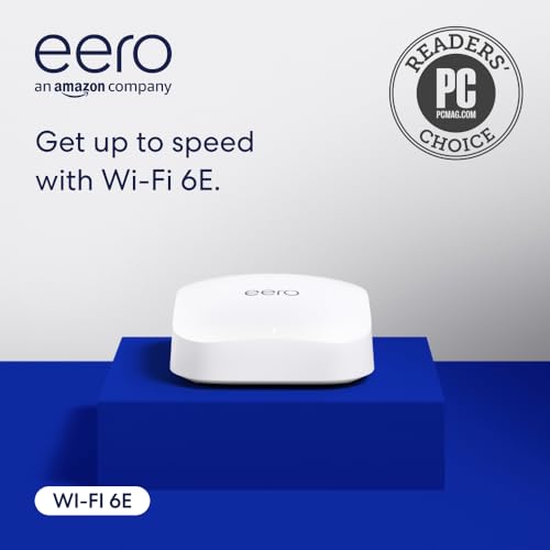 Amazon eero Pro 6E Mesh WiFi Router, 2.5Gbps, 2000 sq ft, 1-Pack