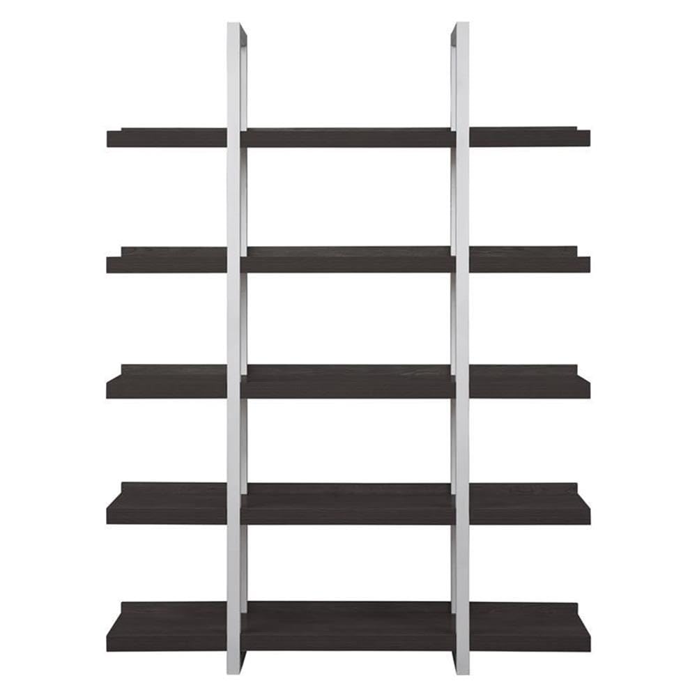 K103 Contemporary Open Bookcase with 5 Shelves in Espresso