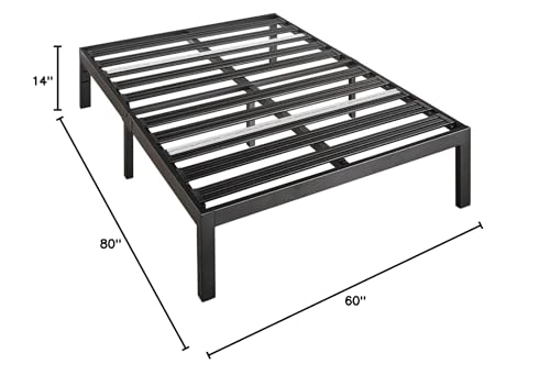 Queen Metal Platform Bed Frame w/ 3.86 Inch Wide Slats