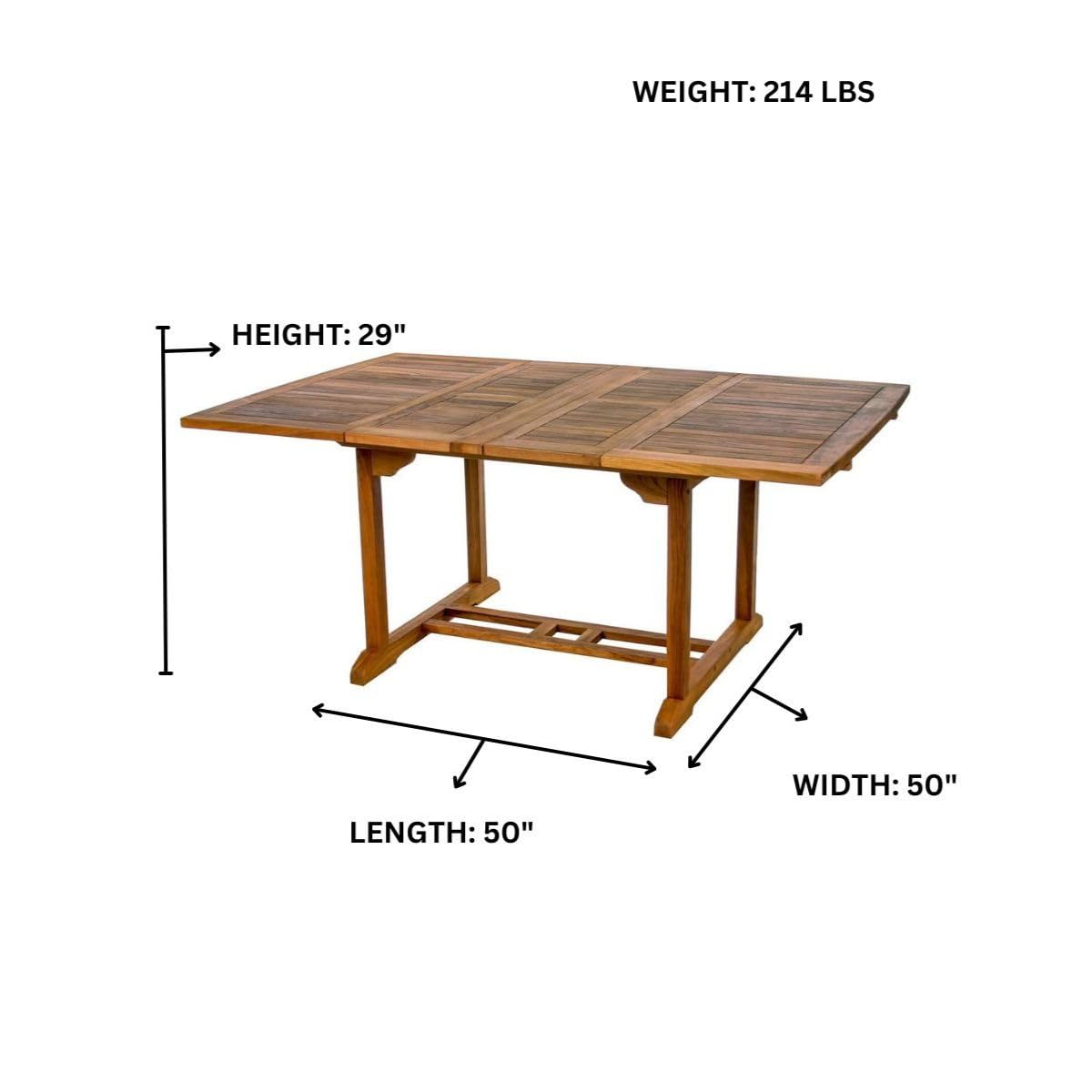 TD72-24 5-Piece Teak Extension Patio Table Stackable Arm Chair Set