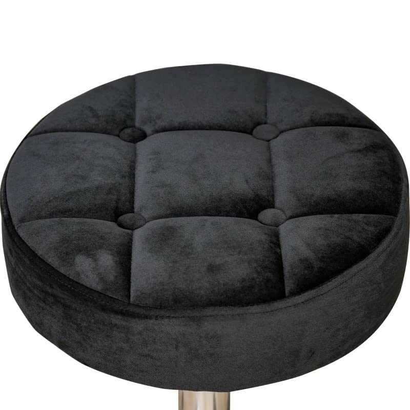 Fast Furnishings Black Tufted Rolling Massage Swivel Stool