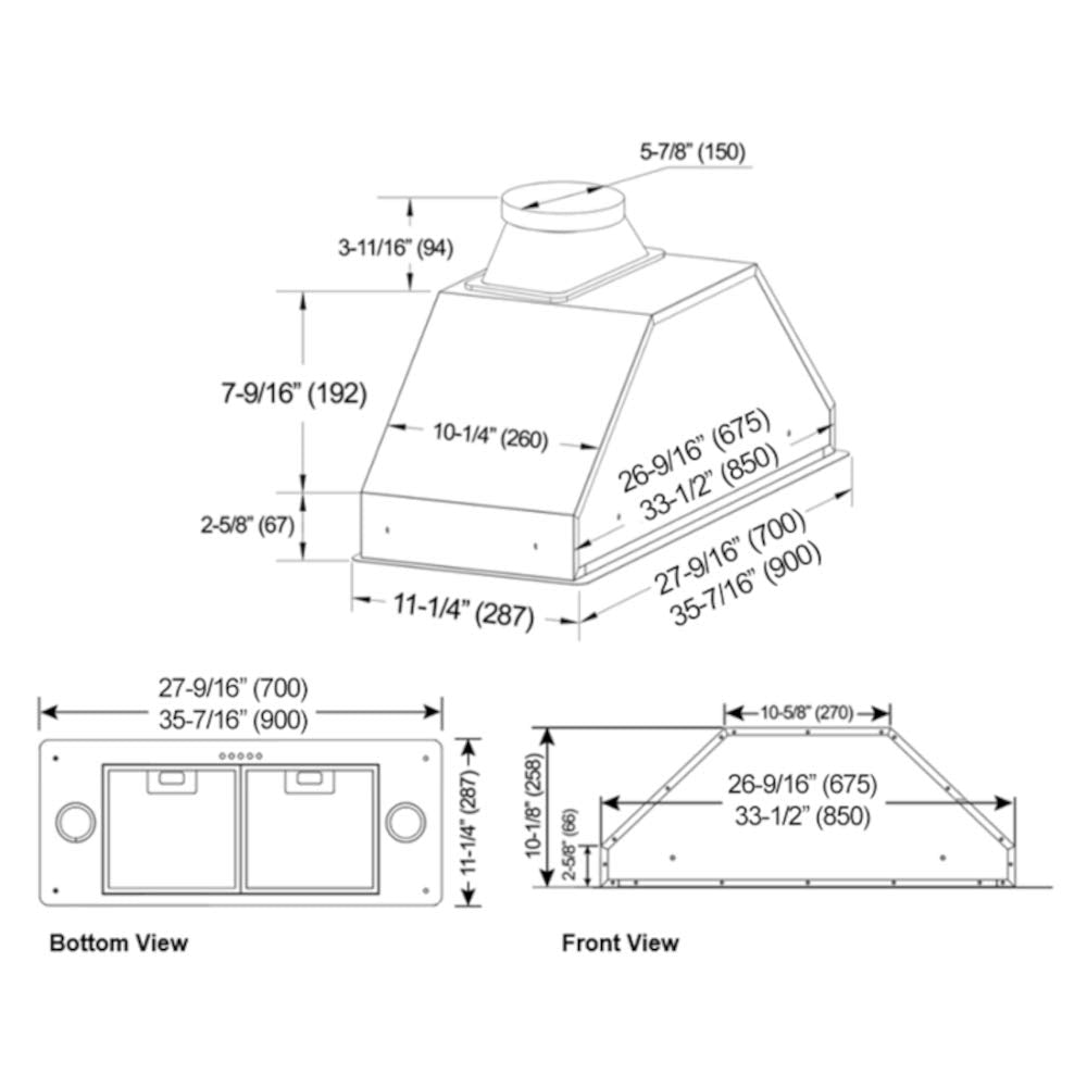 INX2736SQB-700-3 Insert Range Hood, 36-Inch, Stainless Steel