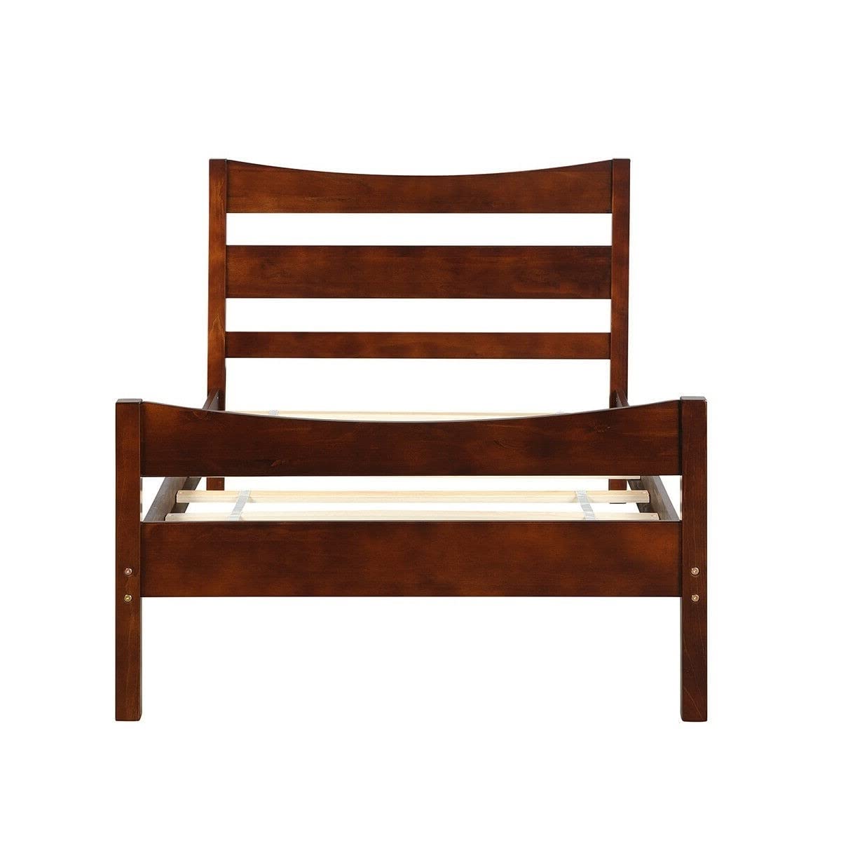 Fast Furnishings Twin Walnut Pine Wood Farmhouse Bed