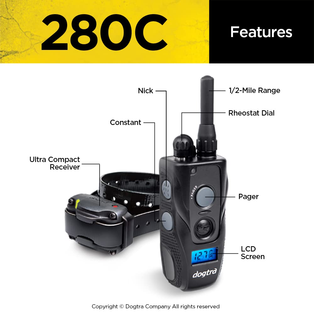 280C Waterproof 127-Level Precise Control LCD Screen 1/2-Mile Remote Training Dog E-Collar