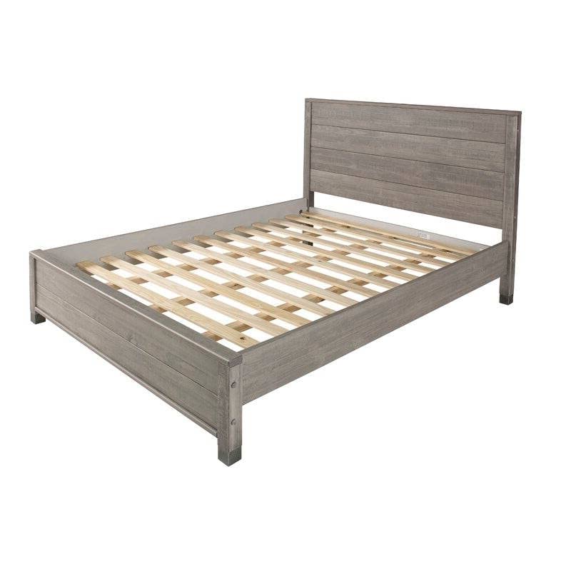 Fast Furnishings Queen Grey Wood Bed with Headboard