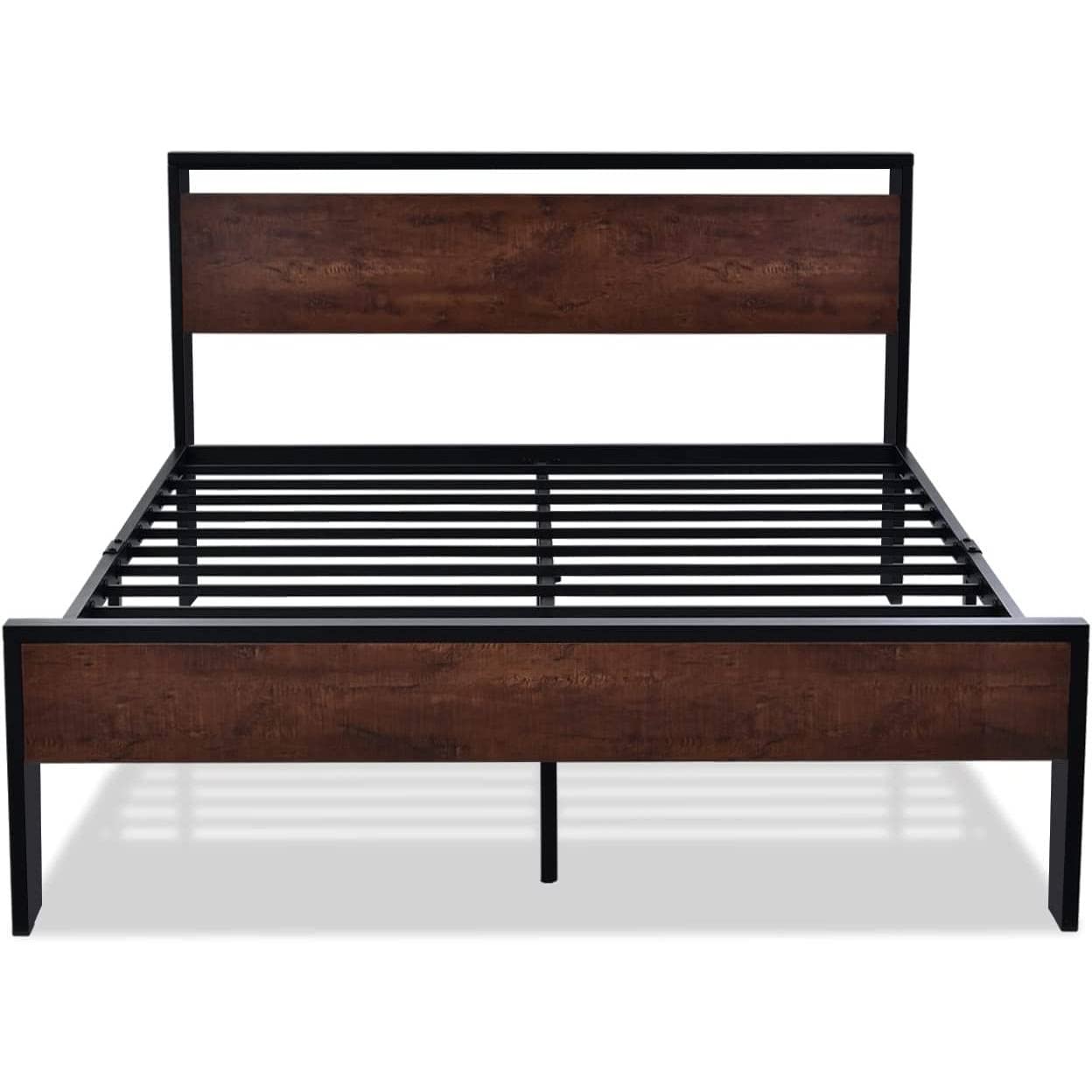 Fast Furnishings Full Metal Platform Bed w/ Mahogany Wood
