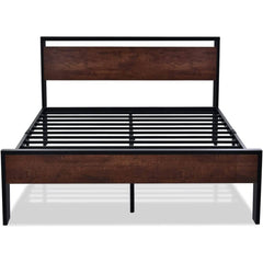 Fast Furnishings King Mahogany Wood Metal Bed Frame