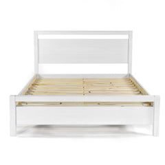 Queen Farmhouse Rustic White Platform Bed