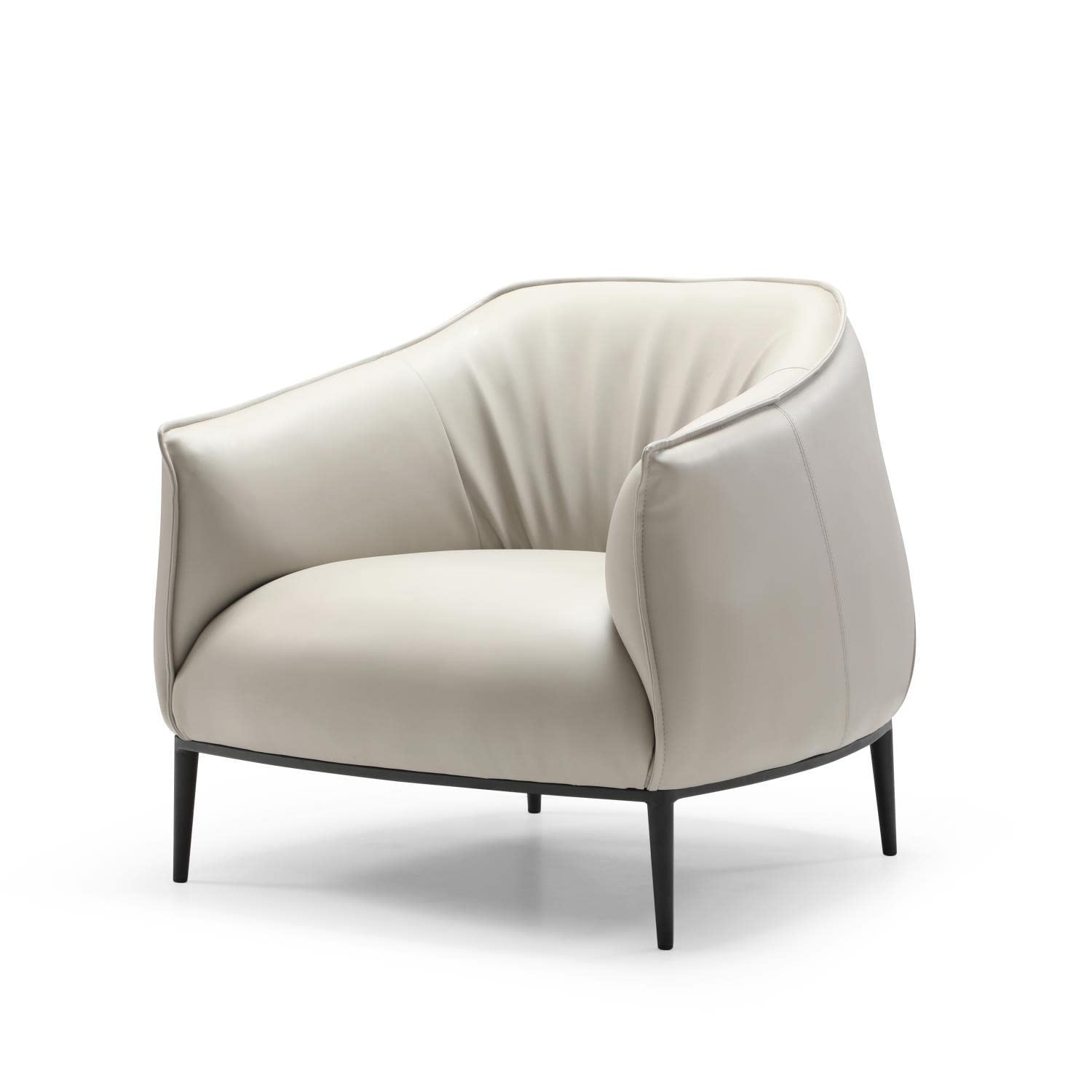 Light Grey Benbow Leisure Chair in Dark Faux Leather with Sanded Black Coated Steel Legs