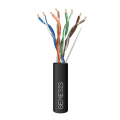A black cable featuring several colored wires, illustrating a mix of vibrant hues within its structure.