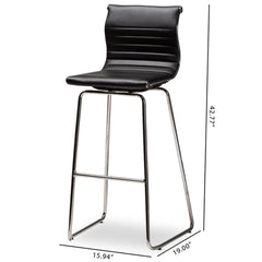 Baxton Studio Giorgio Modern and Contemporary Black Faux Leather Upholstered Chrome-Finished Steel Counter Stool Set