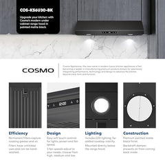 COS-KS6U30-BK 30 in. Haven Collection 500 CFM Ducted Under Cabinet Range Hood, Touch Controls, LED Lights in Matte Black, 30 inch