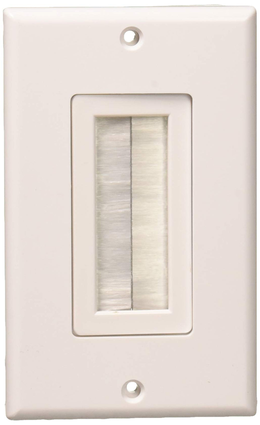 A close-up of a white wall plate with one light switch, set against a neutral wall background.