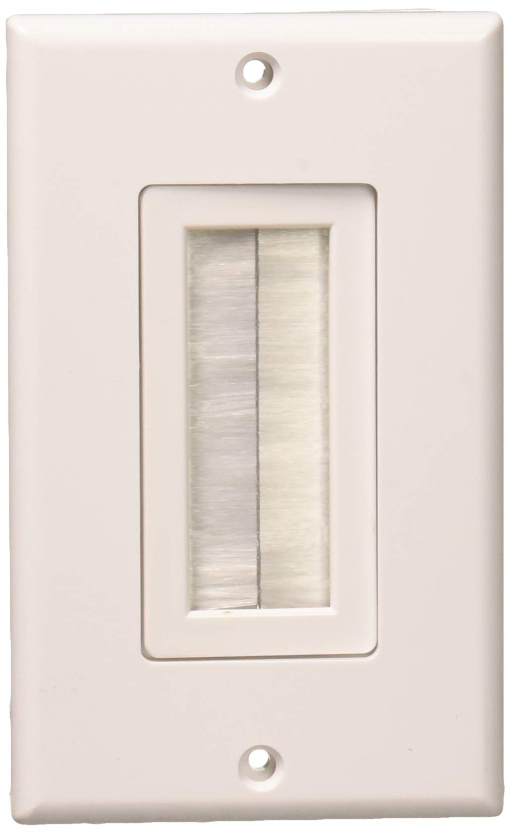 A close-up of a white wall plate with one light switch, set against a neutral wall background.