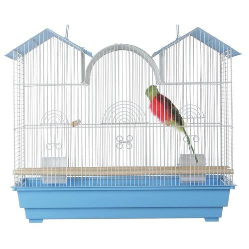 Triple Roof Cockatiel Cage, Blue and White