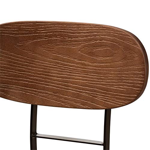 Baxton Studio Varek Vintage Rustic Industrial Style Bamboo and Rust-Finished Steel Stackable Counter Stool Set