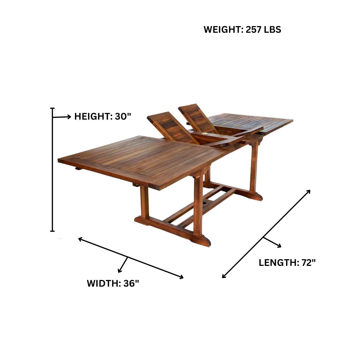TE90-24 7-Piece Teak Extension Patio Table Stacking Arm Chair Set
