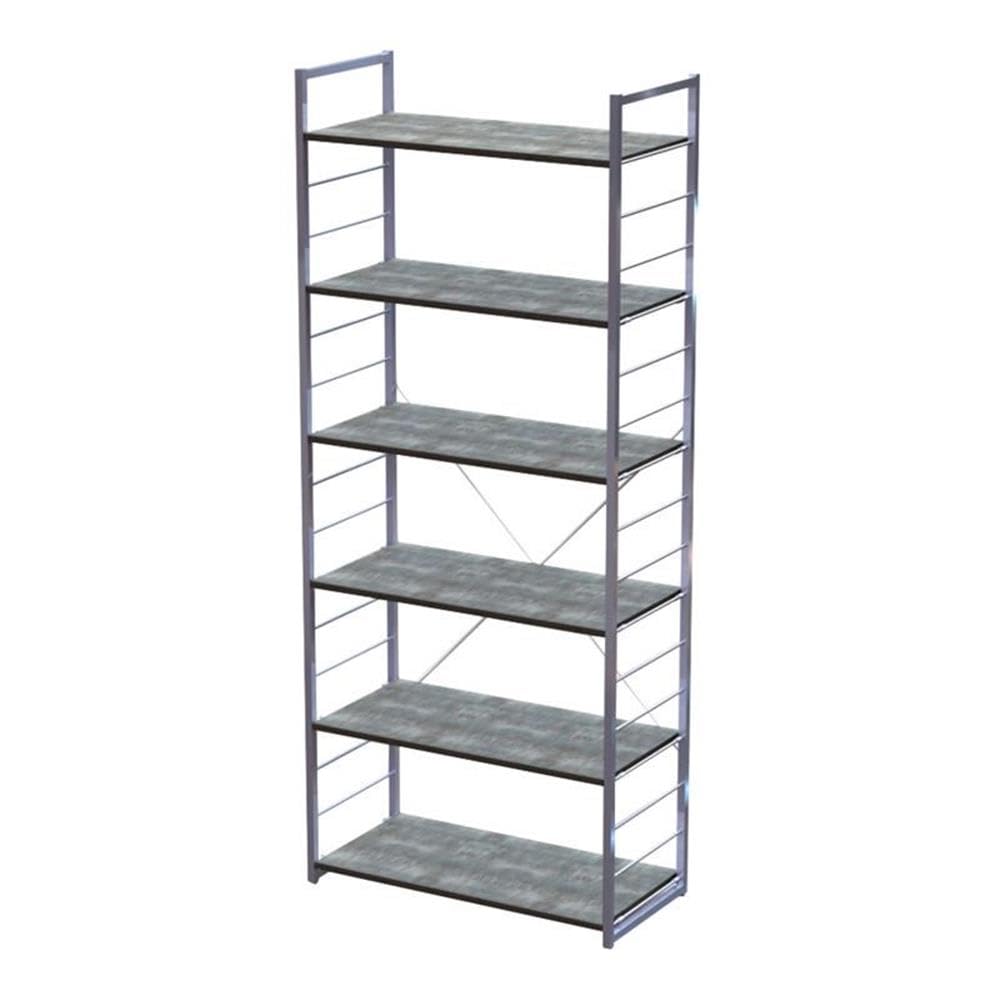 Modern ?Freestanding Bookcases in Wood and Steel with Durable Non-Scratch Shelves, Levelling Feet, for Office, Library, Study Room, Living Room, 15.75 x 33 x 79 in., Brown