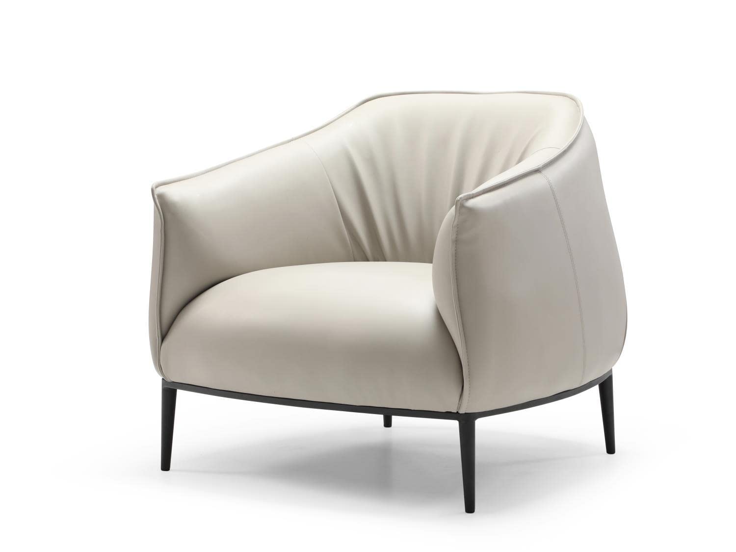 Light Grey Benbow Leisure Chair in Dark Faux Leather with Sanded Black Coated Steel Legs