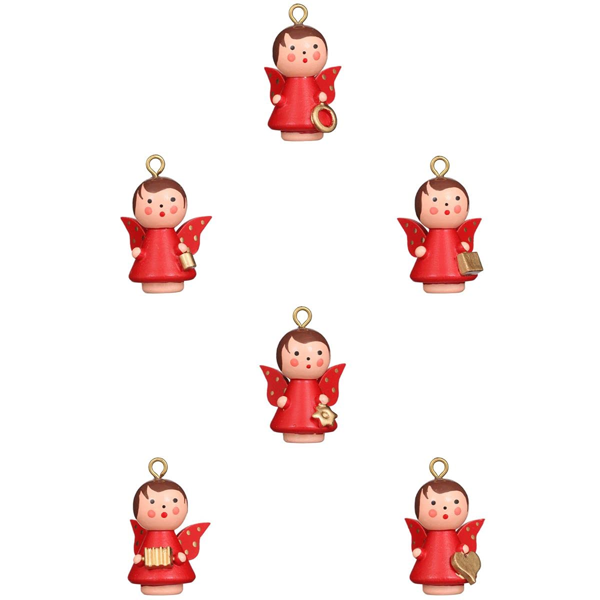 Angel Ornament Red Assorted Set of 6