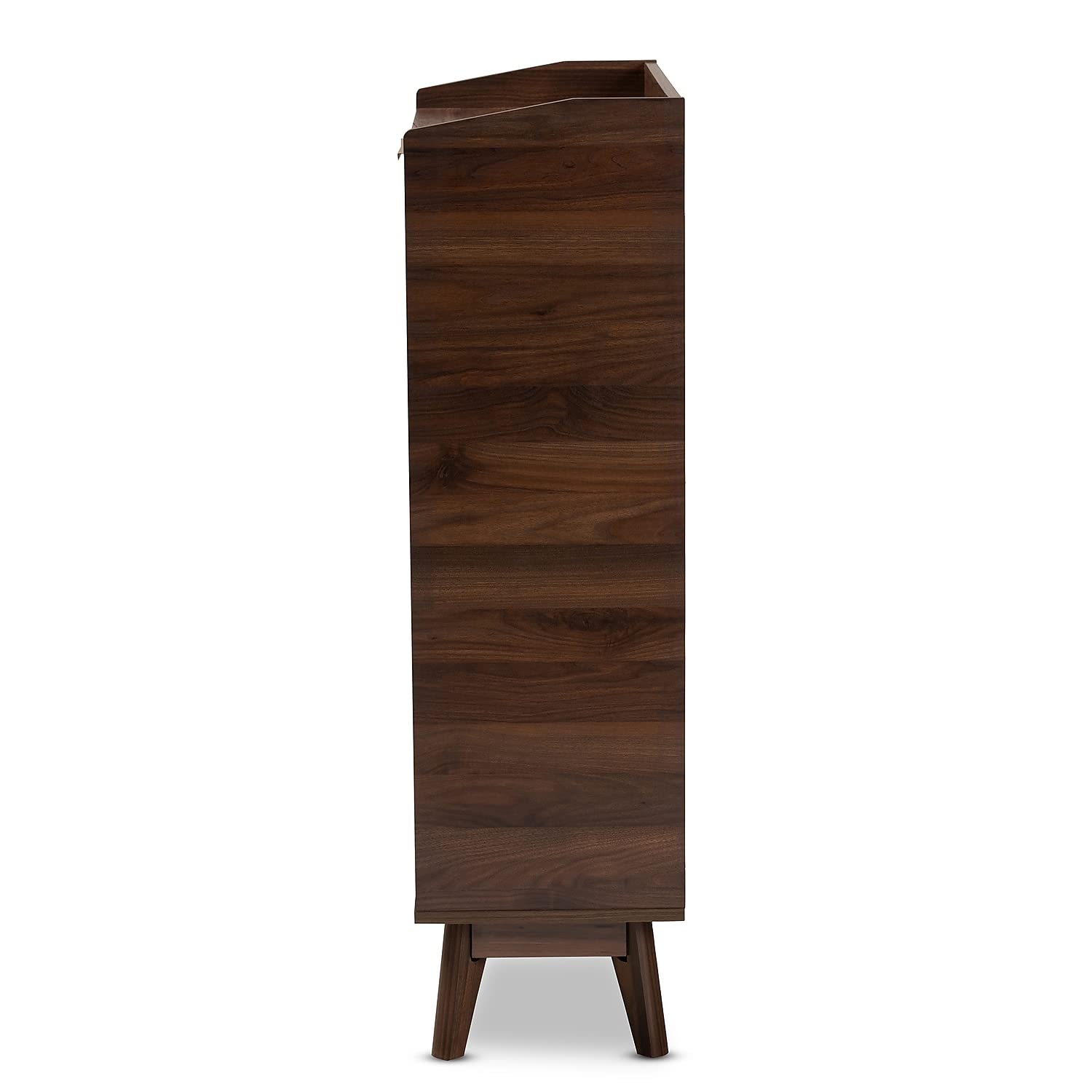Lena Mid-Century Modern Walnut Brown Finished 5-Shelf Wood Entryway Shoe Cabinet