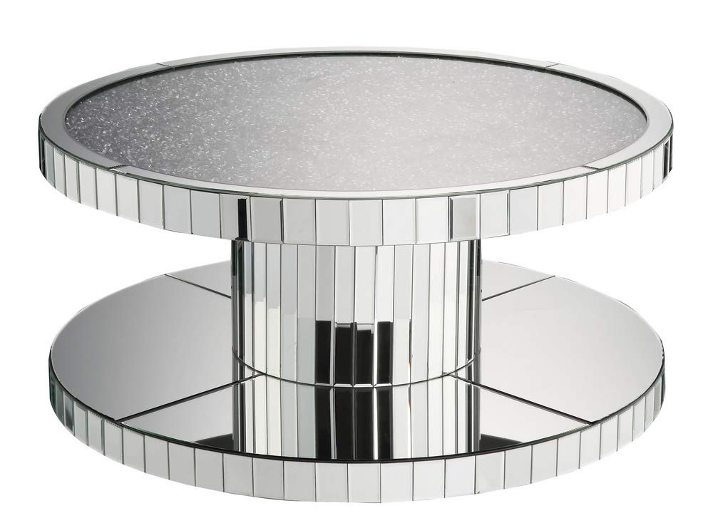 Coffee Table, Mirrored and Faux Stones
