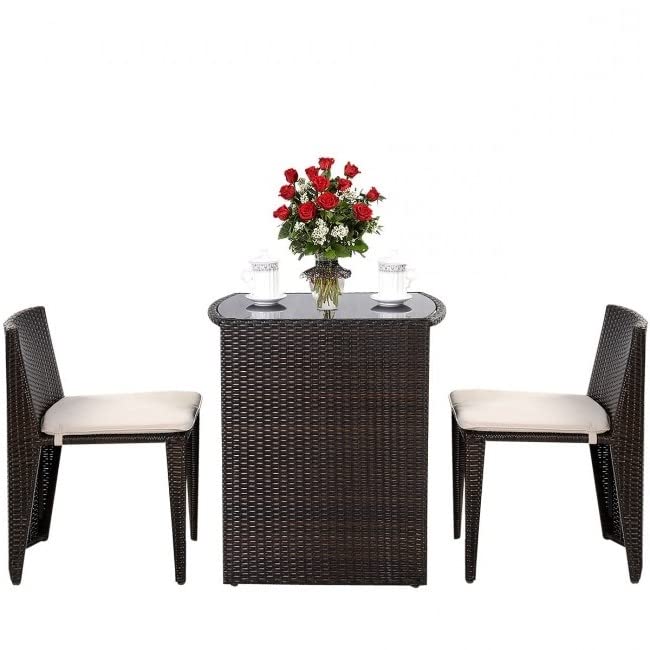 A three-piece outdoor patio set with two comfortable chairs and a matching table for enjoying the outdoors.