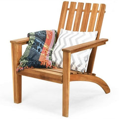 Fast Furnishings Acacia Wood Adirondack Lounge Chair Natural