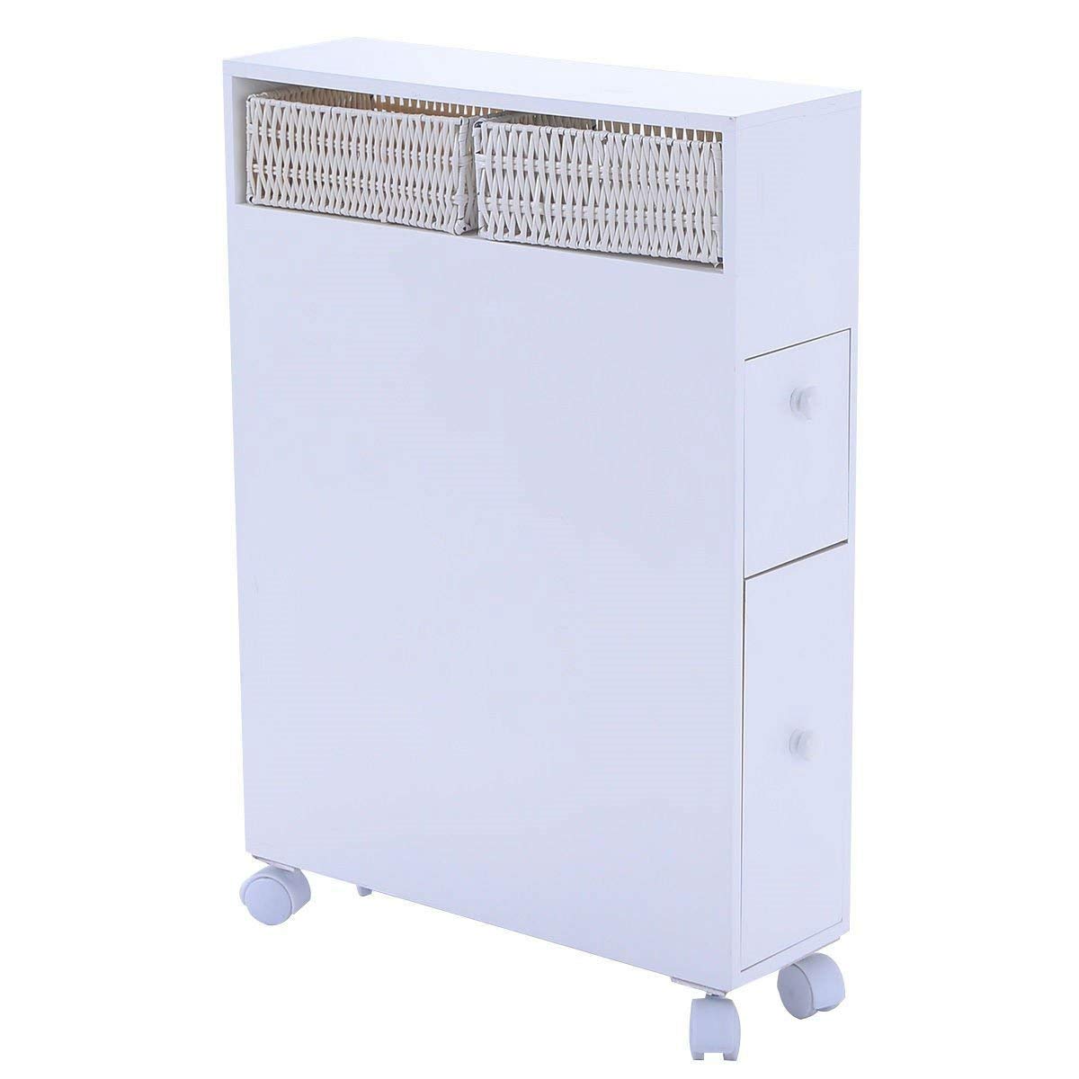 Fast Furnishings White Bathroom Storage Cabinet w/ Baskets