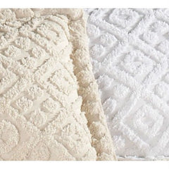 Full Diamond Pattern Cotton Chenille Bedspread White
