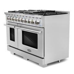 COS-GRP486G 48 in. 5.5 cu. ft. Double Oven Gas Range with 8 Italian Burners and Heavy Duty Cast Iron Grates in Stainless Steel