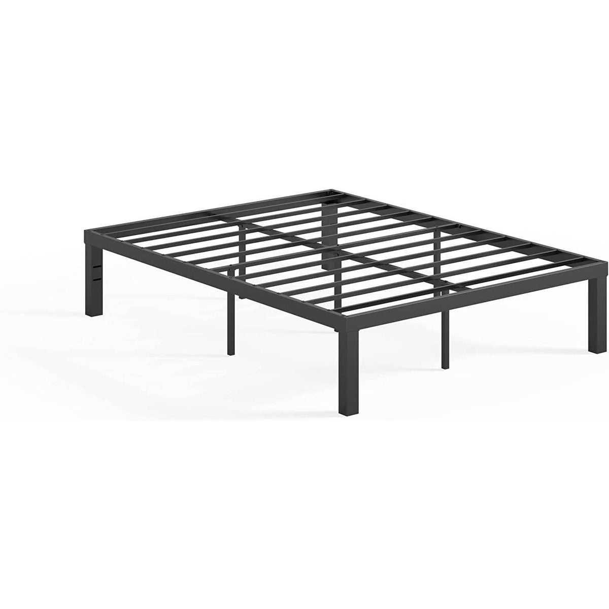 A stylish black metal bed frame showcasing a strong metal design, perfect for enhancing any bedroom's look.