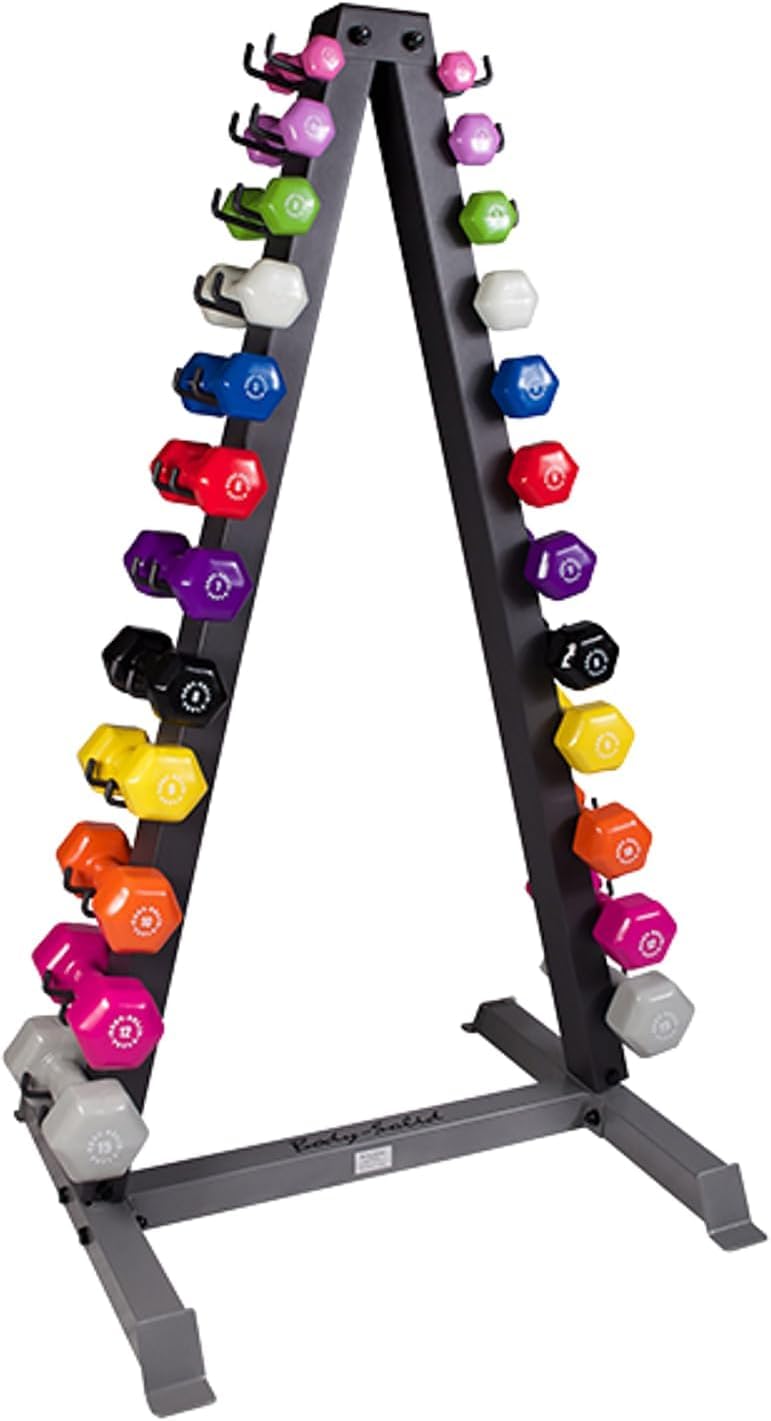 (GDR24B) Vertical Dumbbell Rack Stand Only, Storage for 1lb to 15 lbs Dumbbells, Home Gym Weight Rack Holds 12 Pairs of Vinyl Neoprene Dumbbell