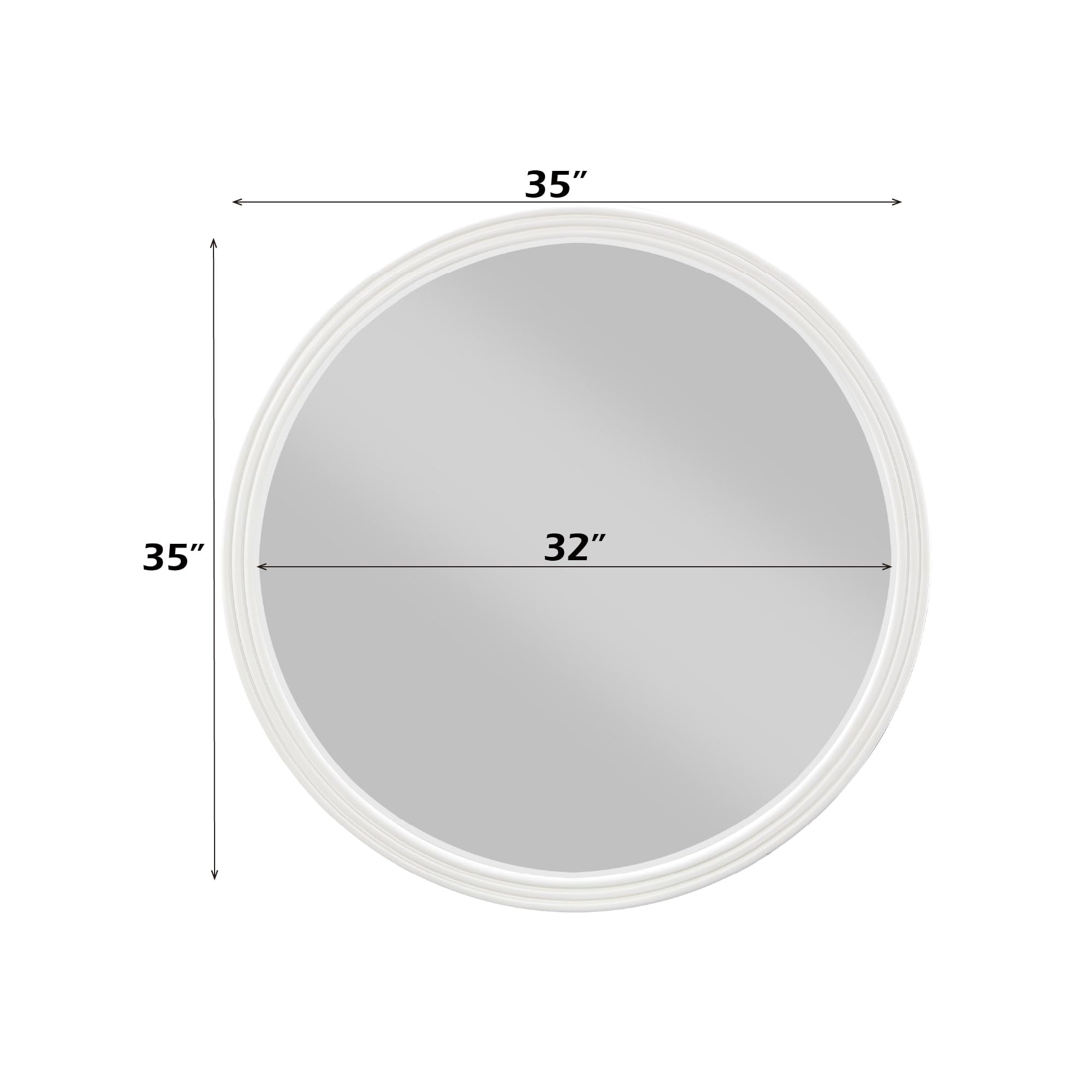 Carena Wooden Frame Round Mirror in White