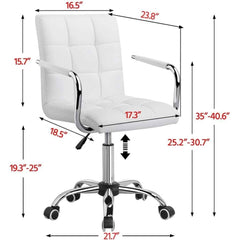 Modern White Faux Leather Mid-Back Swivel Office Chair