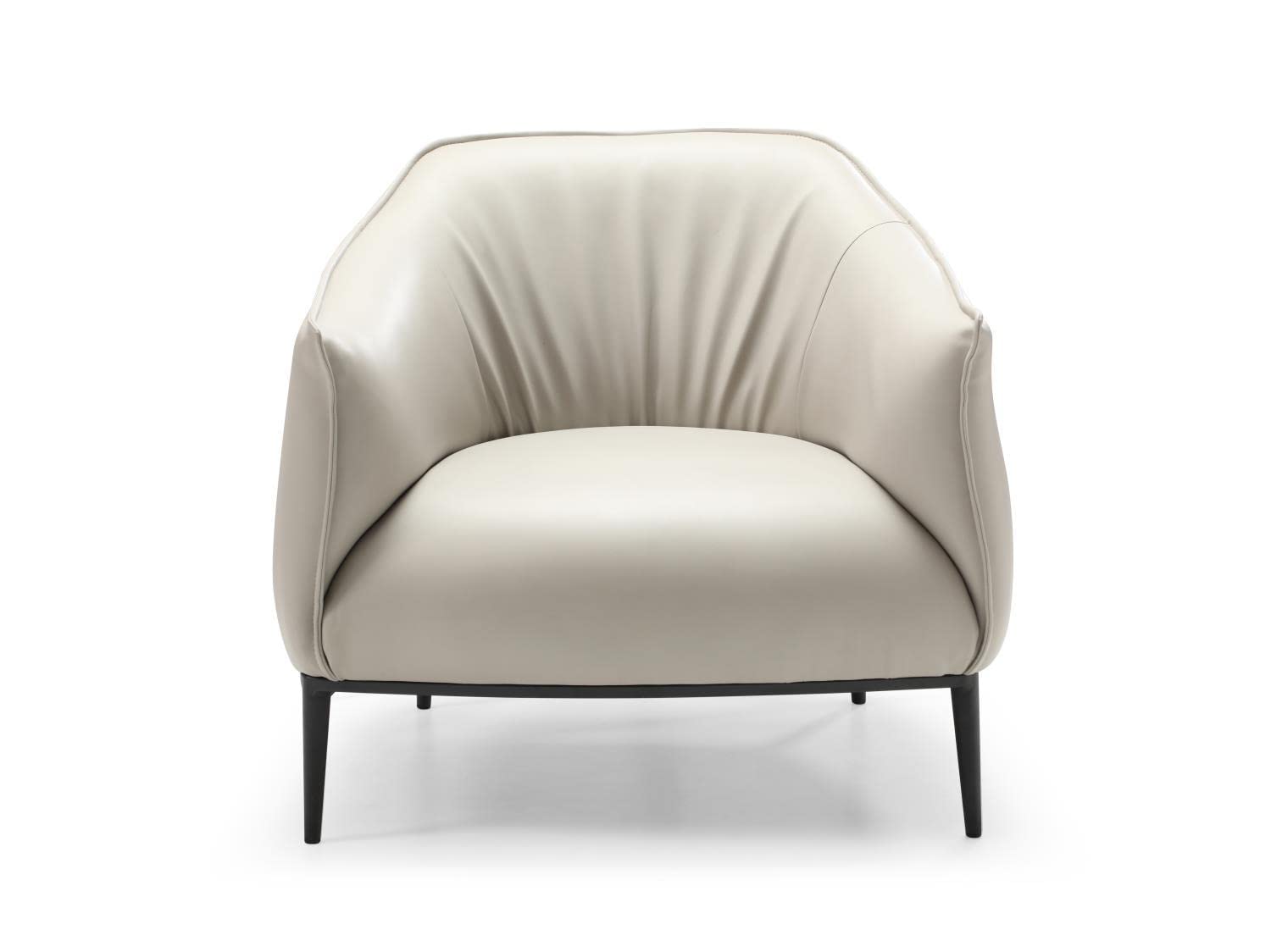 Light Grey Benbow Leisure Chair in Dark Faux Leather with Sanded Black Coated Steel Legs