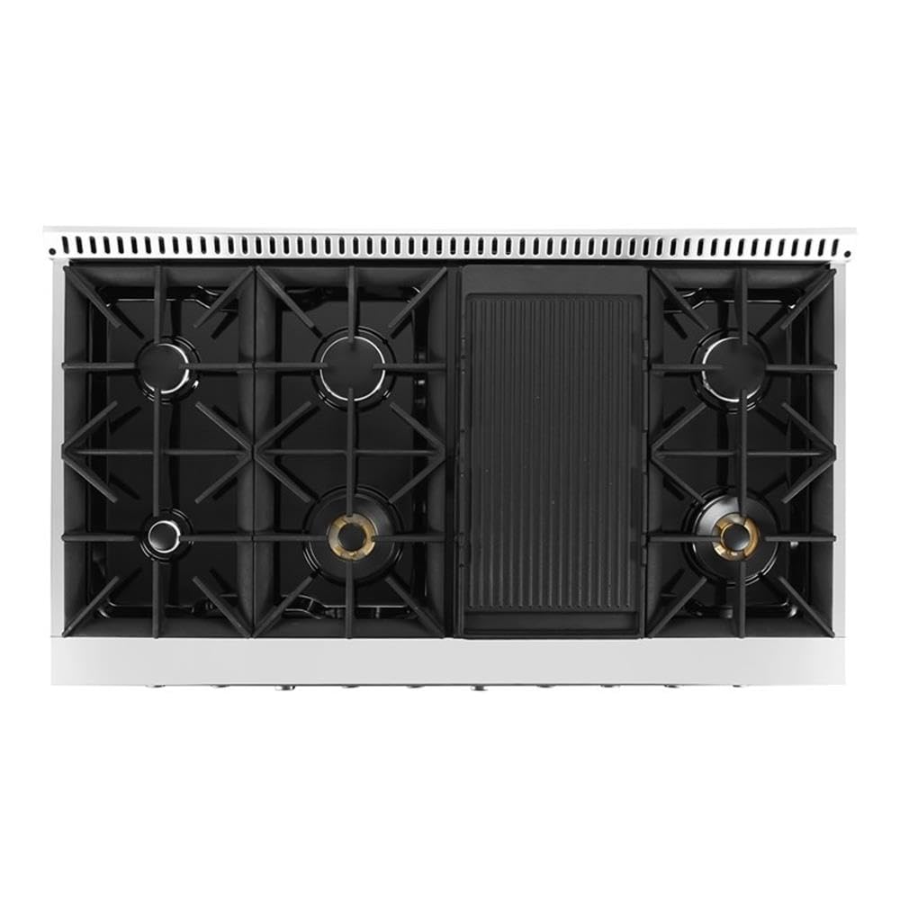 COS-GRP486G 48 in. 5.5 cu. ft. Double Oven Gas Range with 8 Italian Burners and Heavy Duty Cast Iron Grates in Stainless Steel