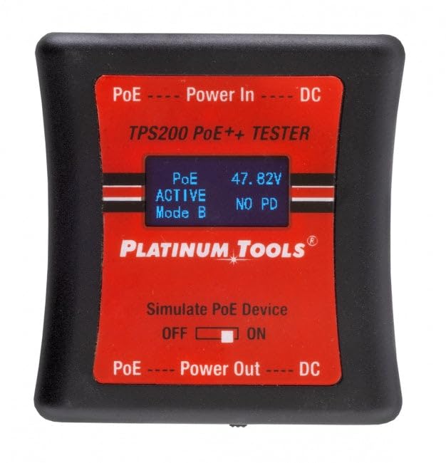 The Platinum Tools TP-200 PET tester, designed for quick and accurate network cable testing in a portable format.