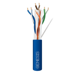 A blue and white cable revealing several colored wires, indicating a range of functions or connections.