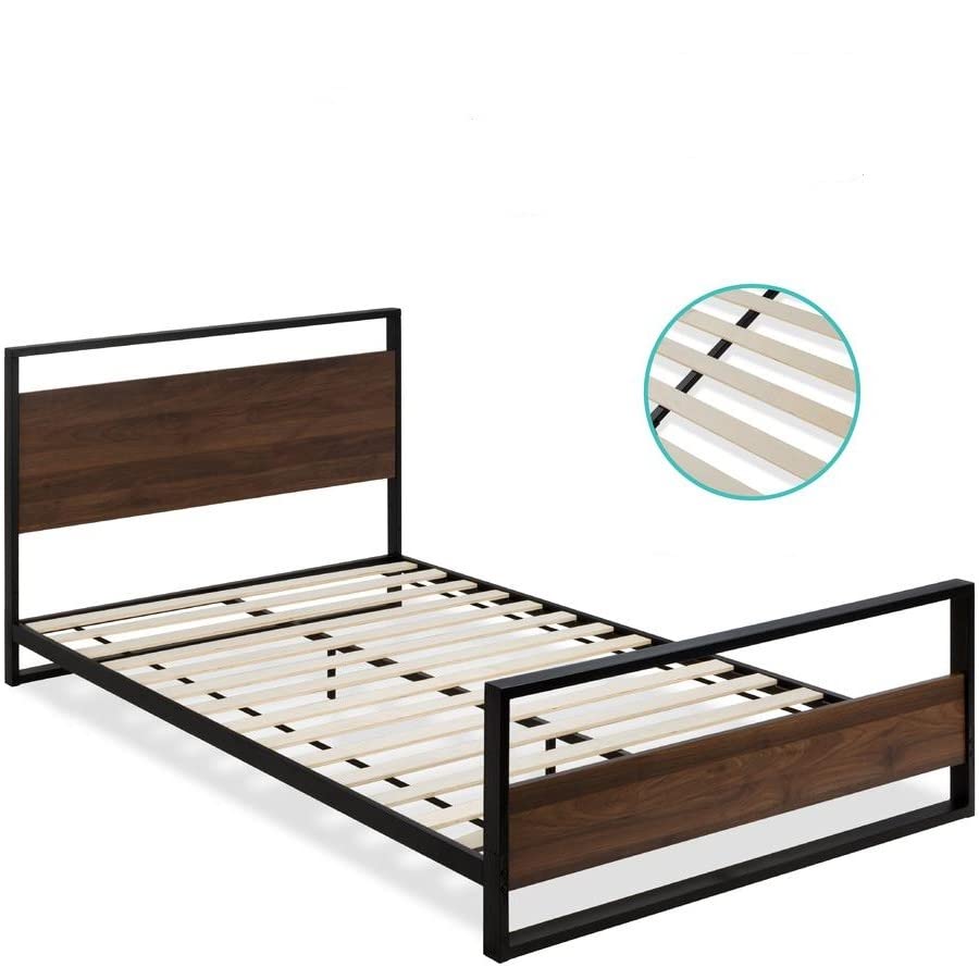 Fast Furnishings Modern FarmHome Queen Metal Wood Bed