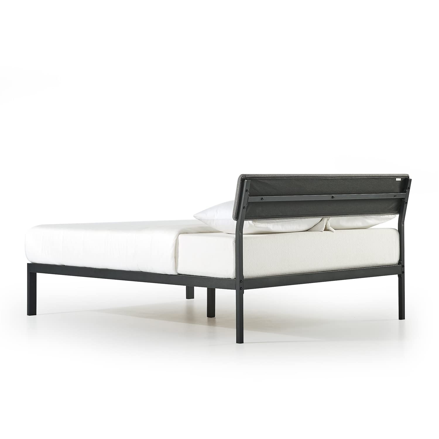 Fast Furnishings Queen Gray Fabric Metal Headboard Bed