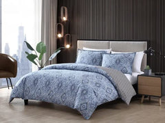 Fast Furnishings Full/Queen Grey Blue Damask Comforter