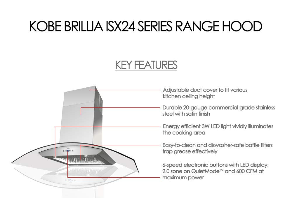 ISX2436SQB-2 Island Range Hood, 36", Stainless Steel