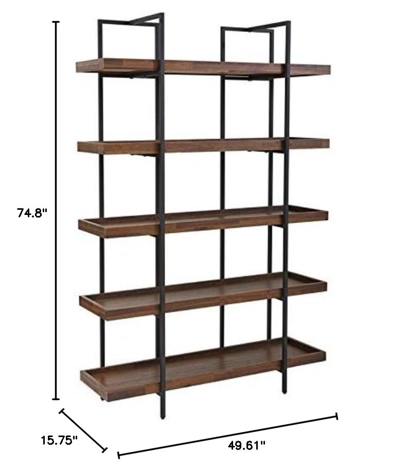 Rustic Distressed Etagere Bookcase 49x75x15 Inches