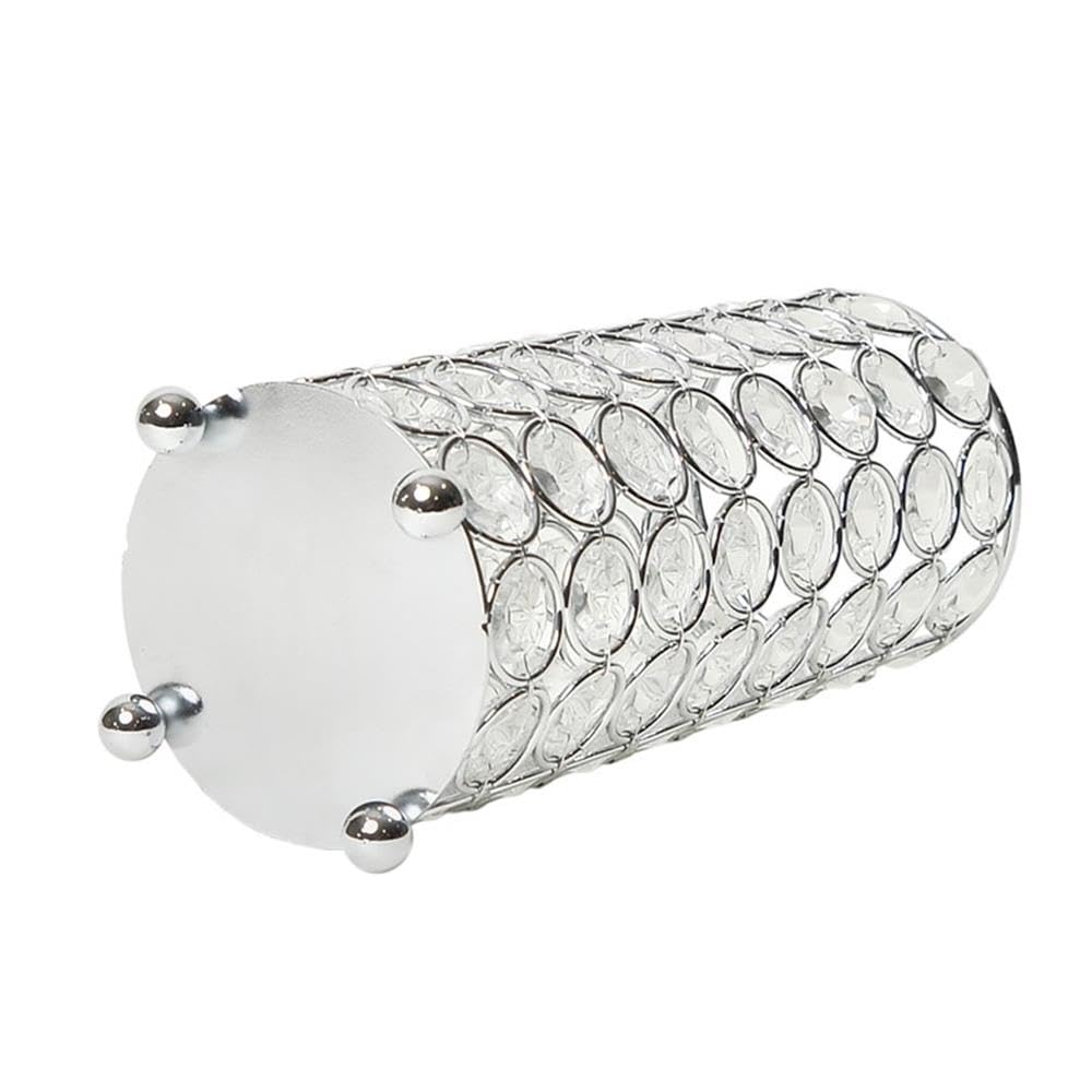 HG1003-CHR Elipse Crystal Decorative Flower Vase, Candle Holder, Wedding Centerpiece, 7.5 Inch, Chrome